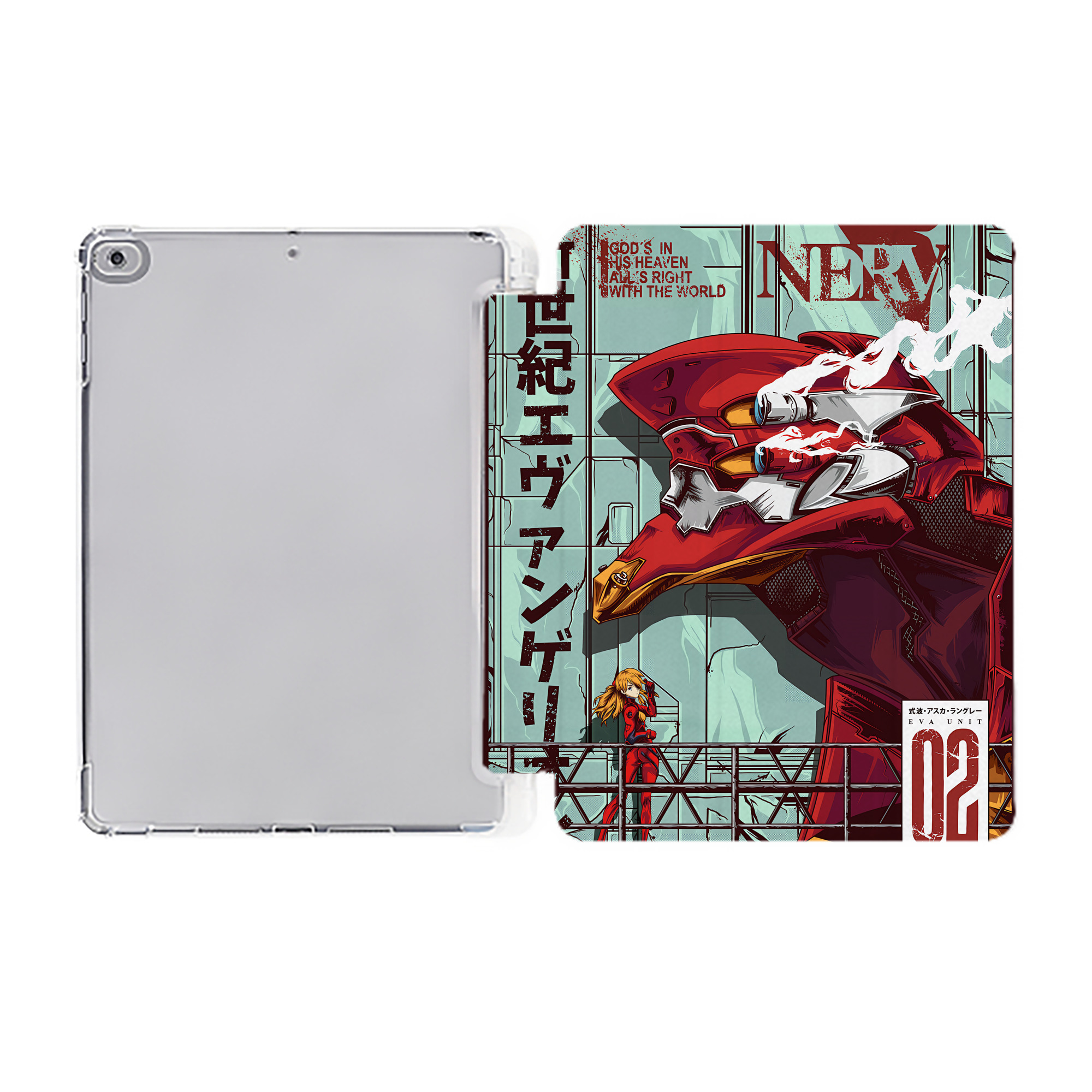 （画像用） EVA 新世紀エヴァンゲリオン IPad ケース ペン収納付き 三つ折りスタンド PUレザー×シリコン 対応機種9.5/10.5/10.9インチ